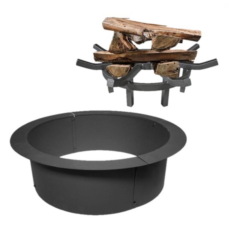 Wagon Wheel Fire Grate Combo, 24 Inch Fire Pit Ring Liner