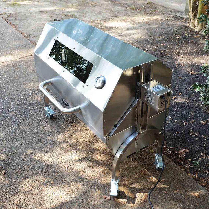 35W Stainless Steel Rotisserie Grill Roaster with Glass Hood