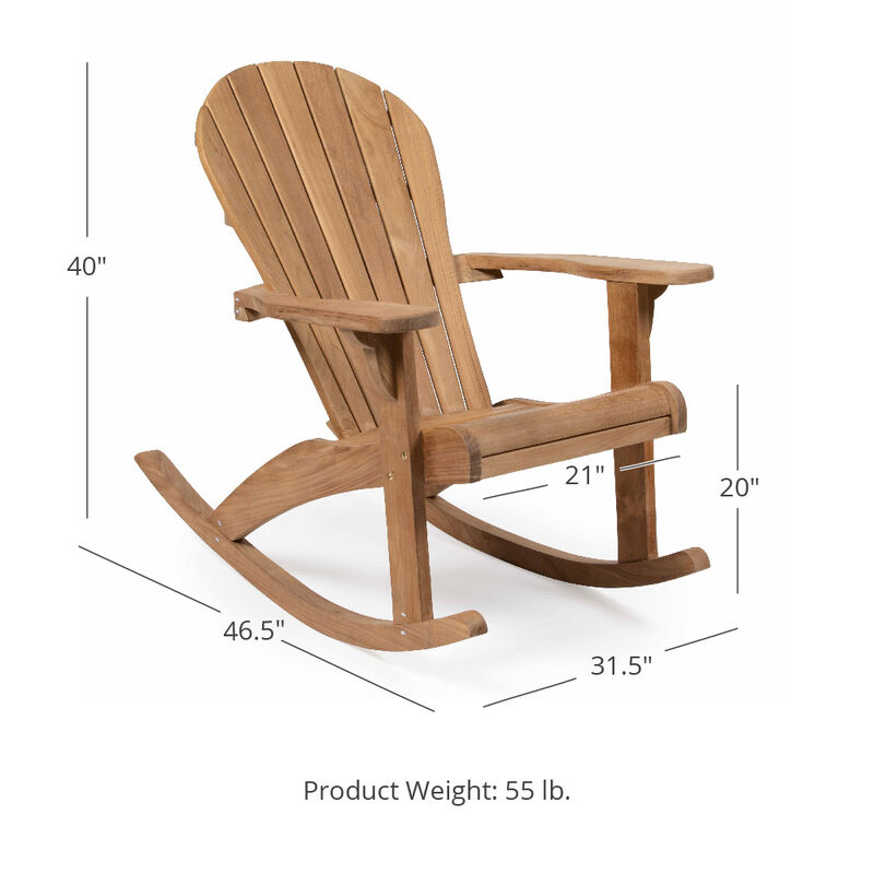 teak adirondack rocking chair - wood backyard outdoor