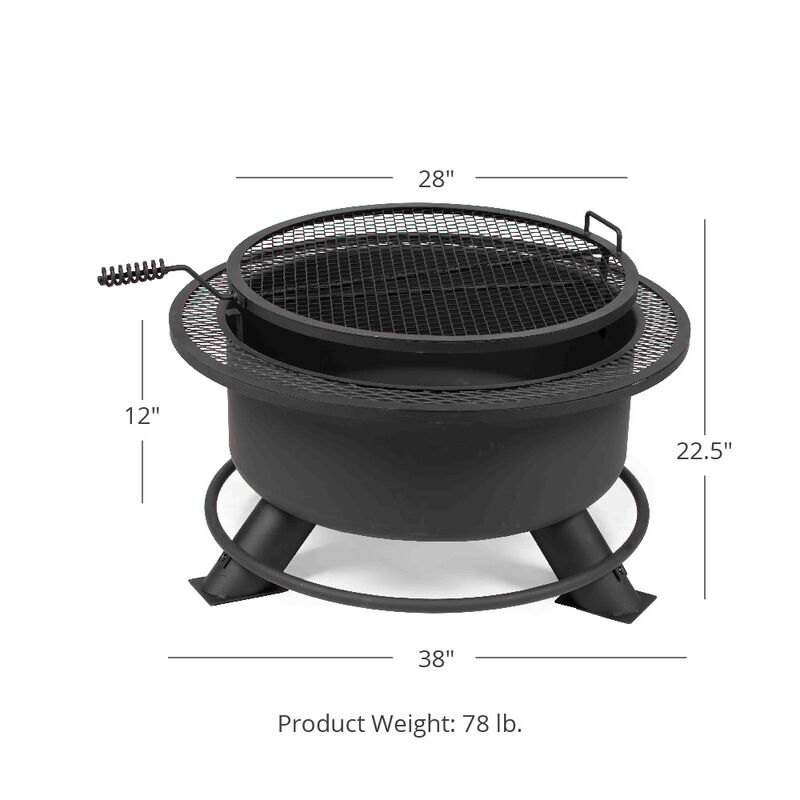 38” Fire Pit with Swivel Grill