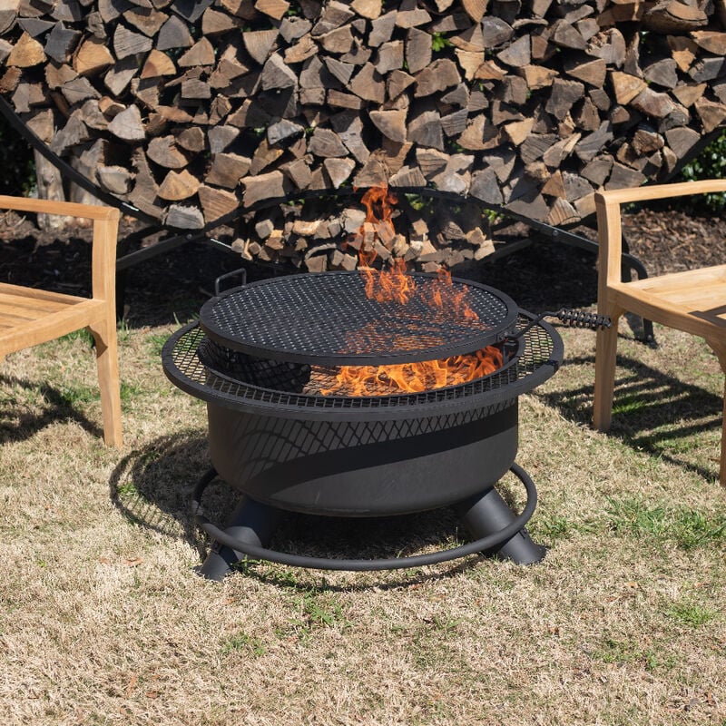 38 Fire Pit With Swivel Cooking Grate, Fire Pit Grate For Cooking