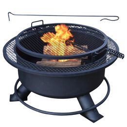 Large 38 Fire Pit With Swivel Grill, Open Fire Pit Grill
