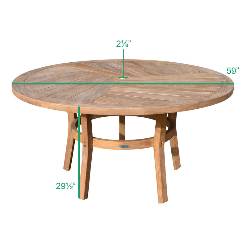 Grade A Teak 59" Round Dining Table with 4 Armchairs