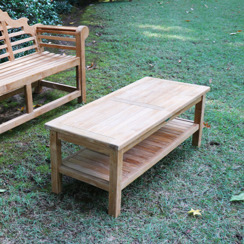 Grade A Teak 64" Lutyens Bench with 47" Outdoor Coffee Table
