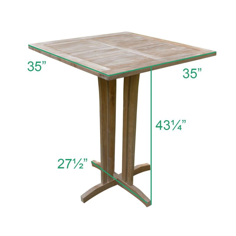 Grade A Teak 35" Square Bar Table