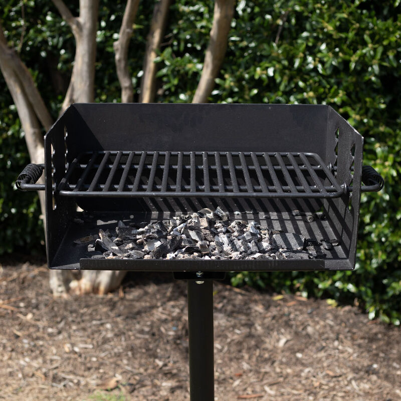 Park-Style Grill 384 Sq. In Jumbo Charcoal Grill - Single Post Cooking BBQ, Camp Grilling Barbecues | Ash & Ember