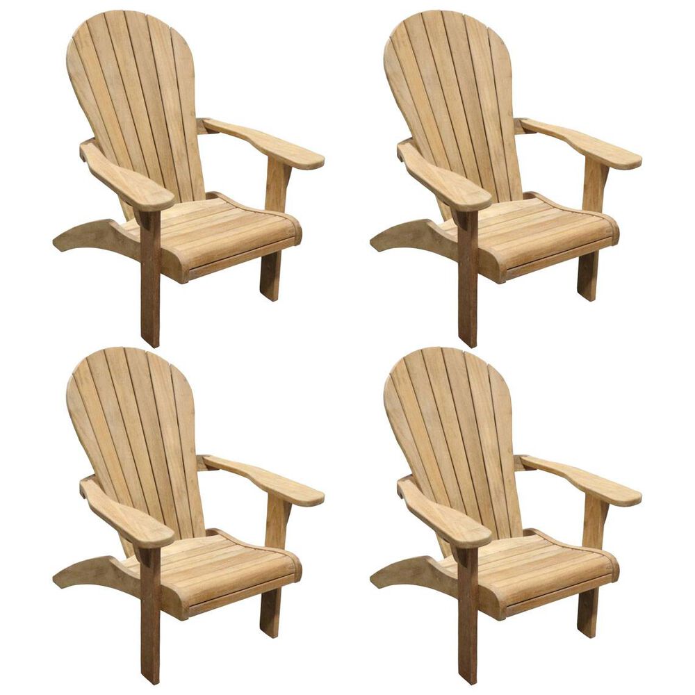 Teak Adirondack Chair Set of 4 Wood Backyard Outdoor Patio Furniture 