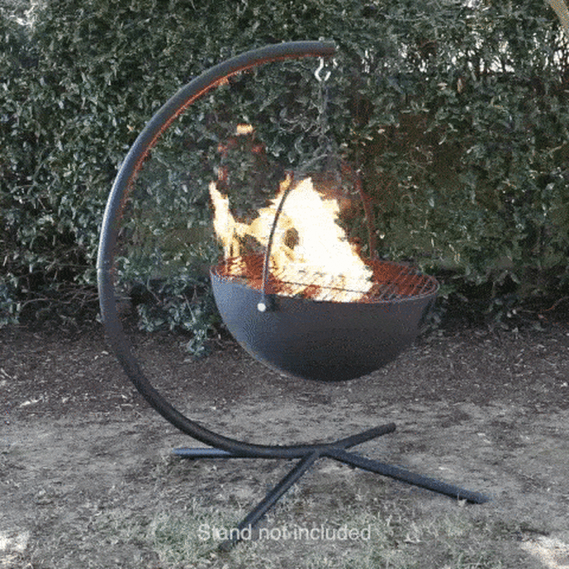 30 Cauldron Fire Pit Bowl With Grate, Chain Fire Pit