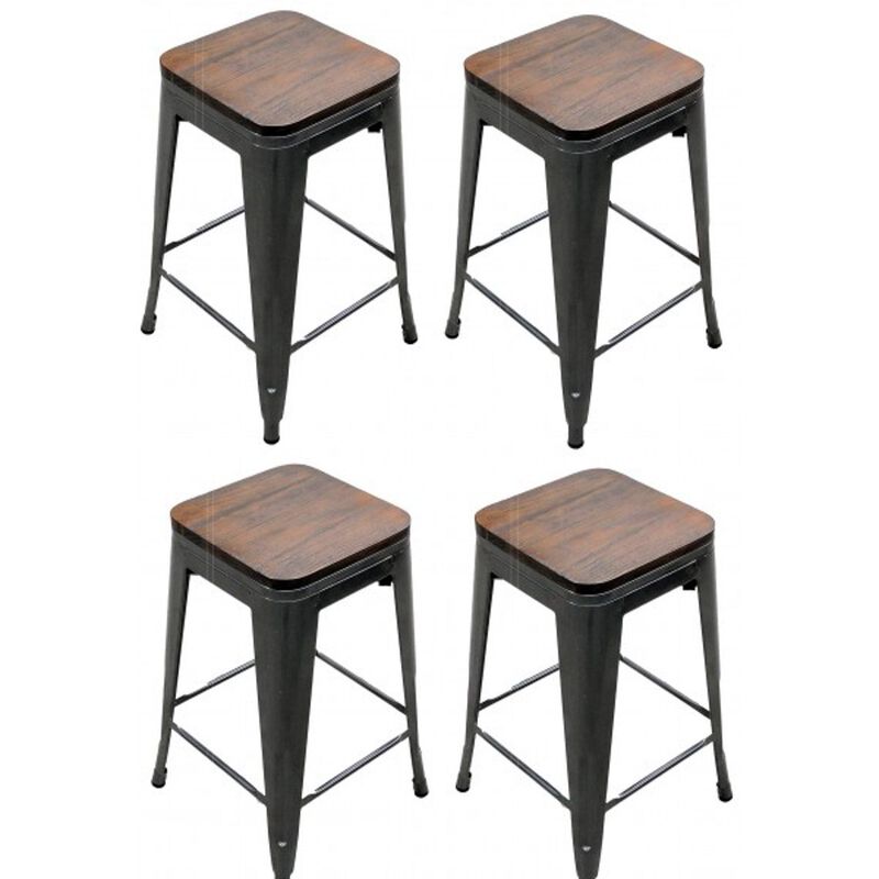 Distressed Metal Stacking Bar Stools, Outdoor Director Bar Stools Clearance Set Of 4