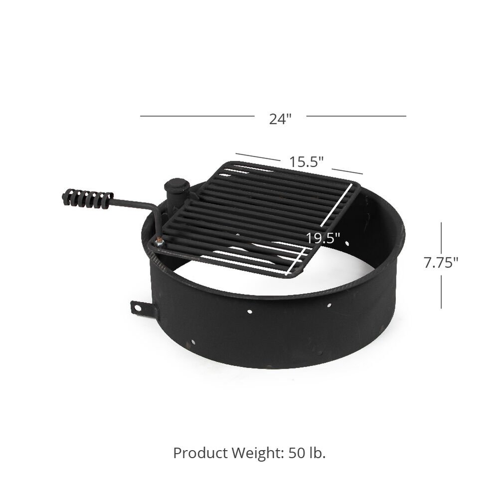 24 Steel Fire Ring Cooking Grate, 24 Inch Stainless Steel Fire Pit Ring
