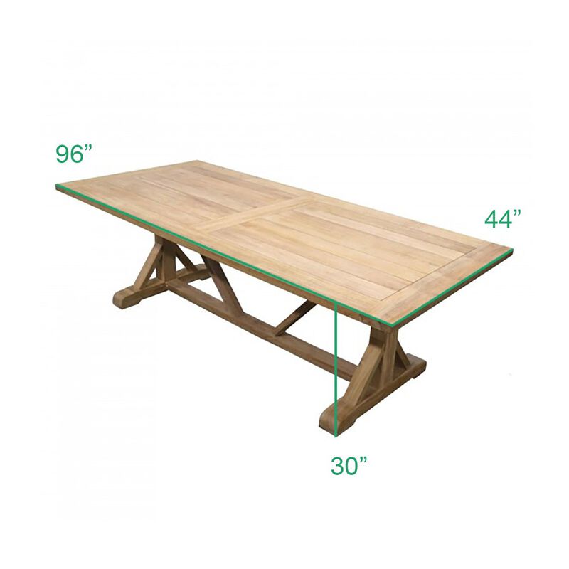 Grade A Teak 8 FT Farmhouse Trestle Table with 4 Armchairs