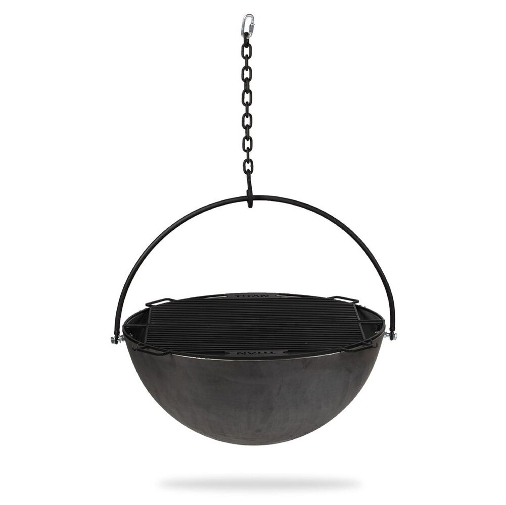 42 Cauldron Fire Pit Bowl With Grate, Chain Fire Pit